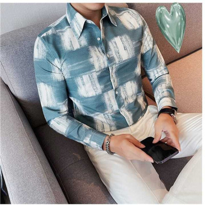 Jaygurus Fashion Men Printed Casual Dark Green Shirt