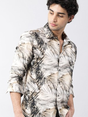 RARE RABBIT Men Printed Casual Black, Beige, White Shirt