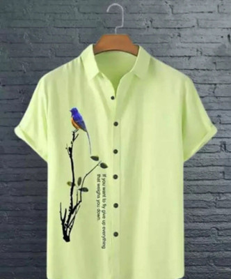 SHFASHION Men Printed Casual Green Shirt