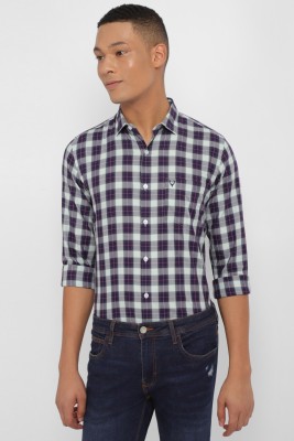 Allen Solly Men Checkered Casual Purple, White Shirt