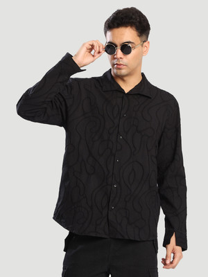 Bene Kleed Men Self Design Casual Black Shirt