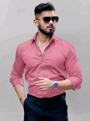 UNNATI TRENDS Men Solid Formal Pink Shirt
