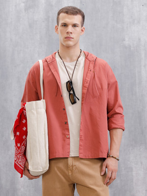 WROGN Men Solid Casual Pink Shirt