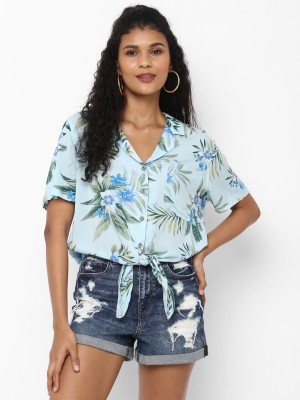 American Eagle Outfitters Women Printed Casual Blue Shirt