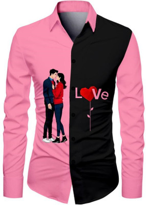 AviraEnterprise Men Printed Casual Pink Shirt