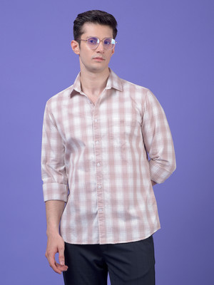 CRIMSOUNE CLUB Men Checkered Casual Pink, White Shirt