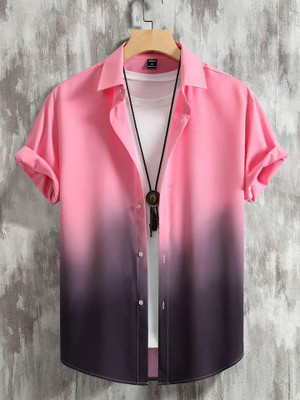 MSD FSN Men Dyed/Ombre Casual Pink Shirt