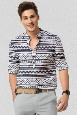 Arth Enterprise Men Printed Casual White Shirt