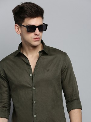 Showoff Men Solid Casual Dark Green Shirt