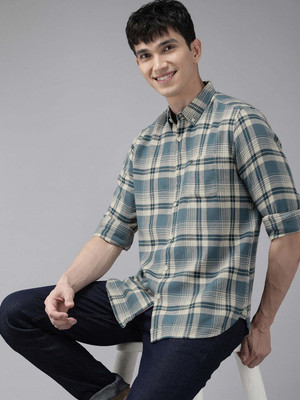 THE BEAR HOUSE Men Checkered Casual Blue, Beige, Black Shirt