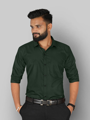 FIBERMILL Men Solid Formal Green Shirt