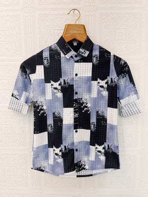 Aksha Boys Printed Casual Light Blue Shirt