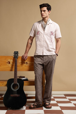 Eszett Men Graphic Print Casual Beige Shirt