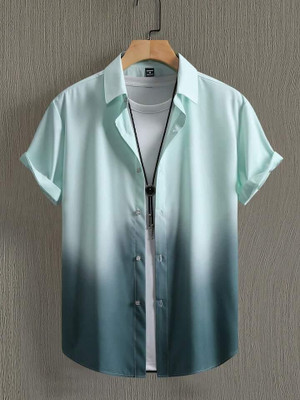 SHFASHION Men Dyed/Ombre Casual Blue, Grey Shirt