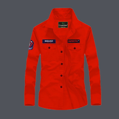 GreenFlair Men Self Design Casual Red Shirt