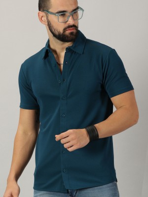 GESPO Men Solid Casual Dark Blue Shirt