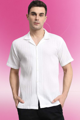 Dharamraj Fashion Men Self Design Casual White Shirt