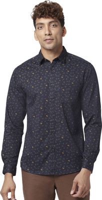 Byford by Pantaloons Men Printed Casual Dark Blue, Yellow, Grey Shirt