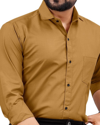 NIVICK Men Solid Formal Khaki Shirt