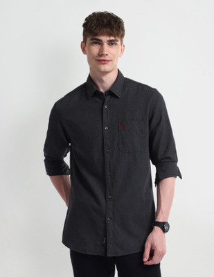 U.S. POLO ASSN. Men Solid Casual Grey Shirt