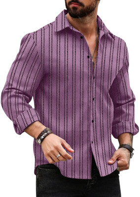 DEEMOON Men Solid Casual Pink Shirt