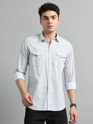 SORATIA Men Checkered Casual White Shirt