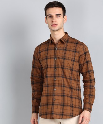 Tanip Men Checkered Casual Orange Shirt