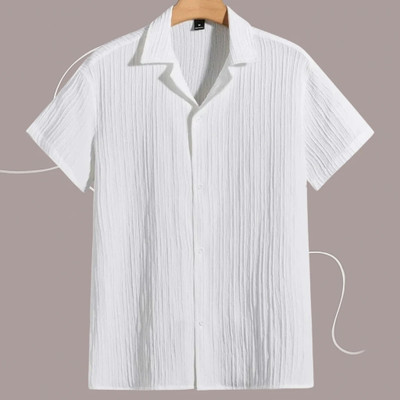 Look Trendy Men Self Design Casual White Shirt