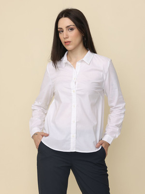 Wearhouse Women Solid Formal White Shirt