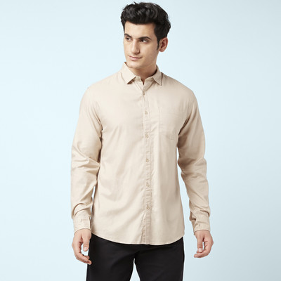 Byford by Pantaloons Men Solid Casual Beige Shirt