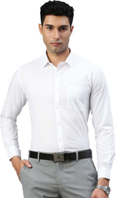 Ramraj Cotton Men Solid Formal White Shirt