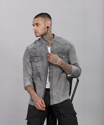 7th Legion Men Self Design Casual Black Shirt