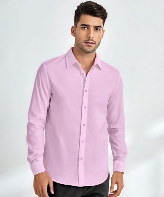 Webric Men Solid Casual Pink Shirt