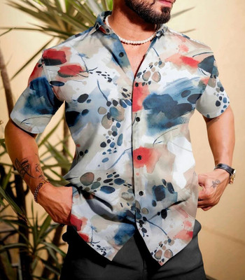 SANBROS Men Printed Casual White Shirt