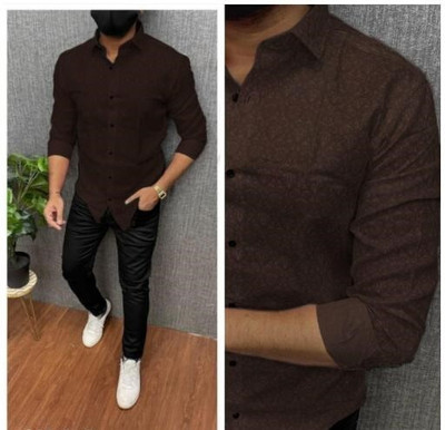 Zimli Men Printed Casual Maroon Shirt