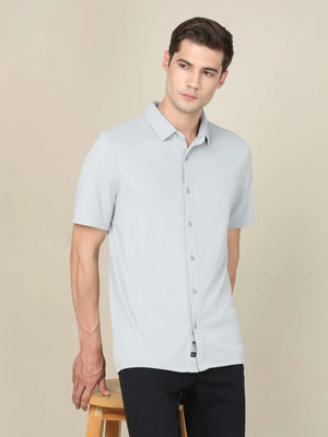 TECHNOSPORT Men Solid Casual Grey Shirt