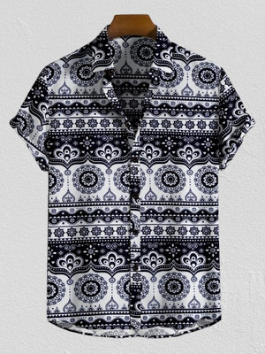 Arth Enterprise Men Printed Casual Black Shirt