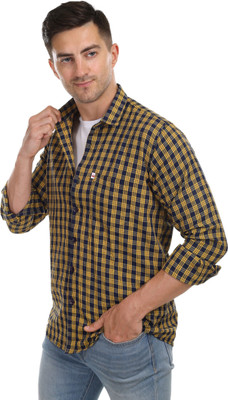 Arthz Fab Trends Men Solid Casual Black, Yellow Shirt