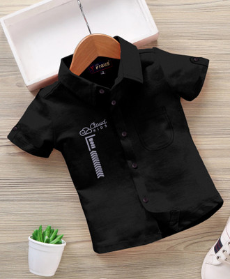 FRAUS Boys Graphic Print Casual Black Shirt
