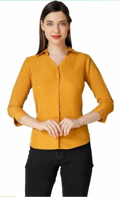 Thikana Enterprises Women Solid Casual Yellow Shirt
