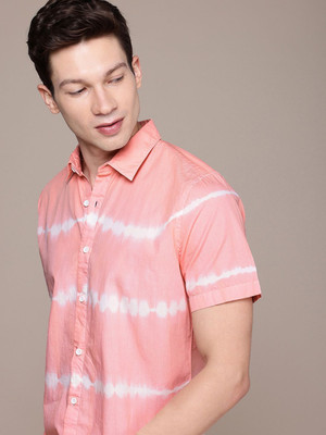 WROGN Men Self Design Casual Pink Shirt