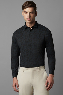 LOUIS PHILIPPE Men Self Design Formal Black Shirt