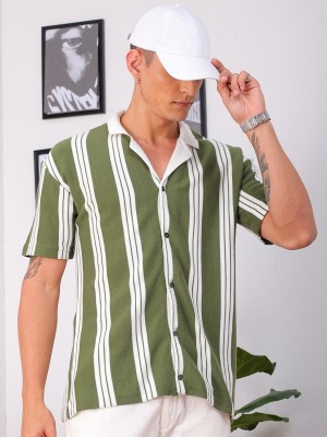 The Indian Garage Co. Men Striped Beach Wear Green Shirt