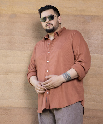 Instafab Plus Men Solid Casual Brown Shirt
