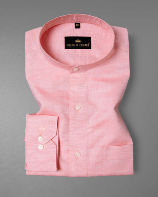 french crown Men Solid Casual Pink Shirt