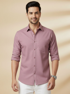 METRONAUT Men Solid Casual Pink Shirt