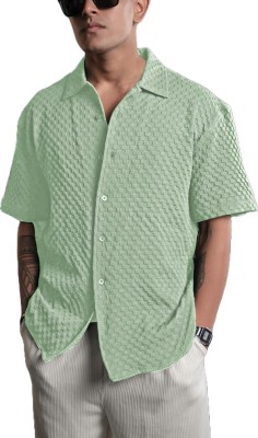 S RATHOD CREATION Men Solid Casual Green Shirt