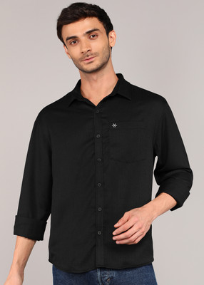 WROGN Men Solid Casual Black Shirt