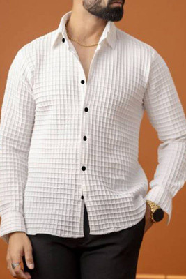STOVESSY Men Self Design Casual White Shirt
