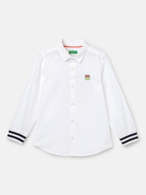 United Colors of Benetton Boys Printed Casual White Shirt